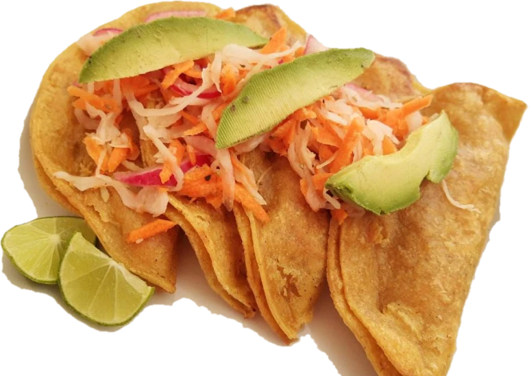 Tacos dorados de pescado y camarón